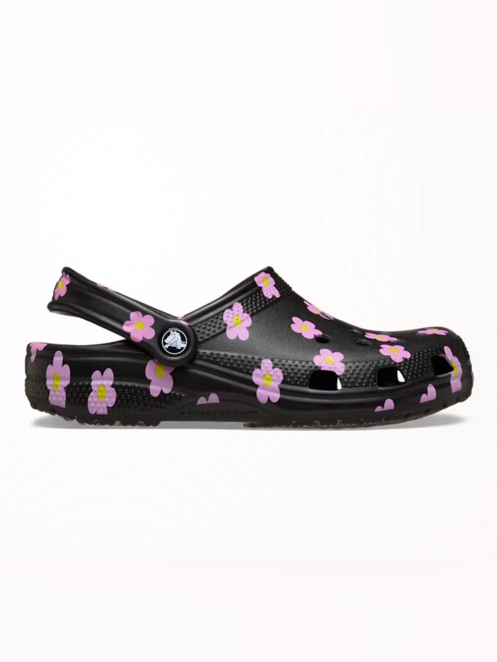 CROCS Classic flower clog black with pink flowers